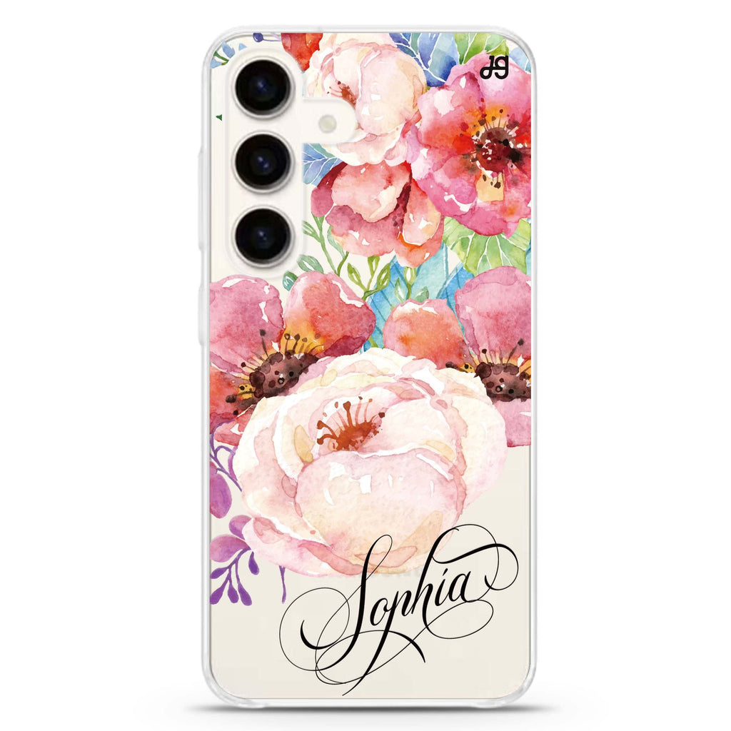 Awakening Watercolor Flowers Samsung Galaxy Ultra Clear Case