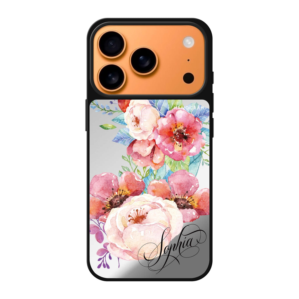 Awakening Watercolor Flowers personalized name flower floral watercolor iPhone 17 Pro Max mirror case
