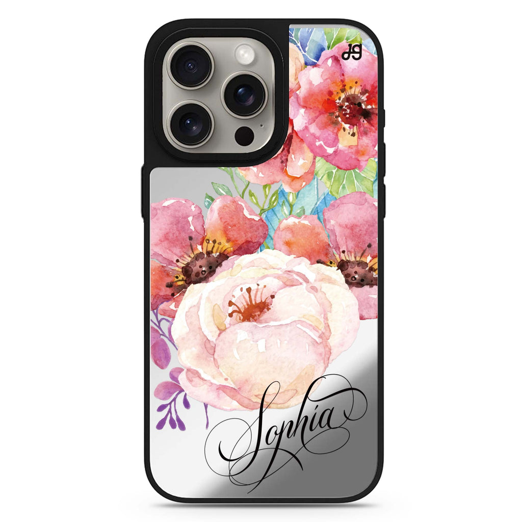 Awakening Watercolor Flowers personalized name MagSafe mirror case for iPhone 16/15/14 Pro Max and Pro, main view
