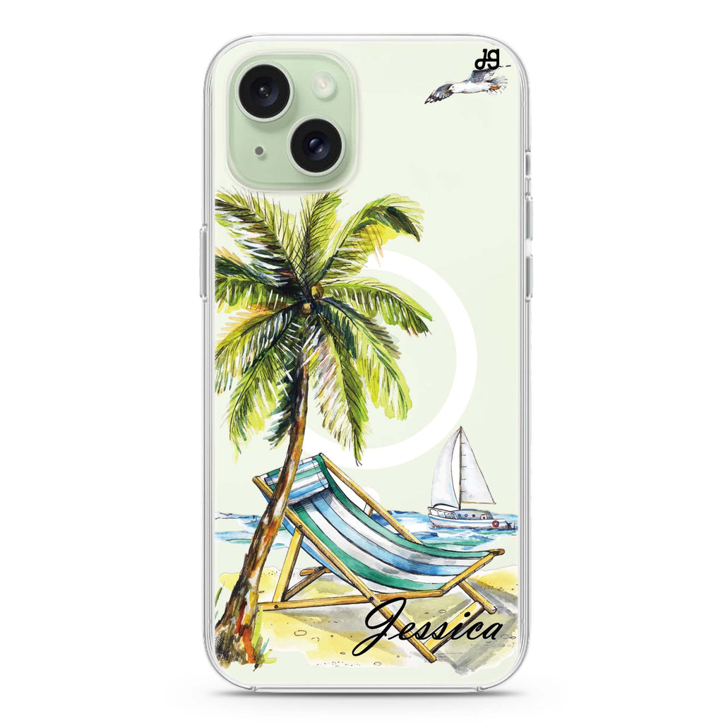 Summer on the beach iPhone 15 Plus MagSafe Compatible Ultra Clear Case