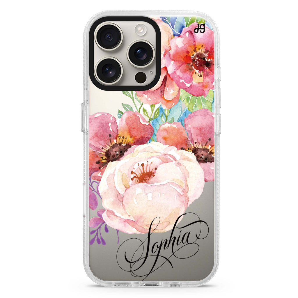 Awakening Watercolor Flowers MagSafe Compatible iPhone 16 Pro Ultra Clear Case - Personalized and Stylish Protection