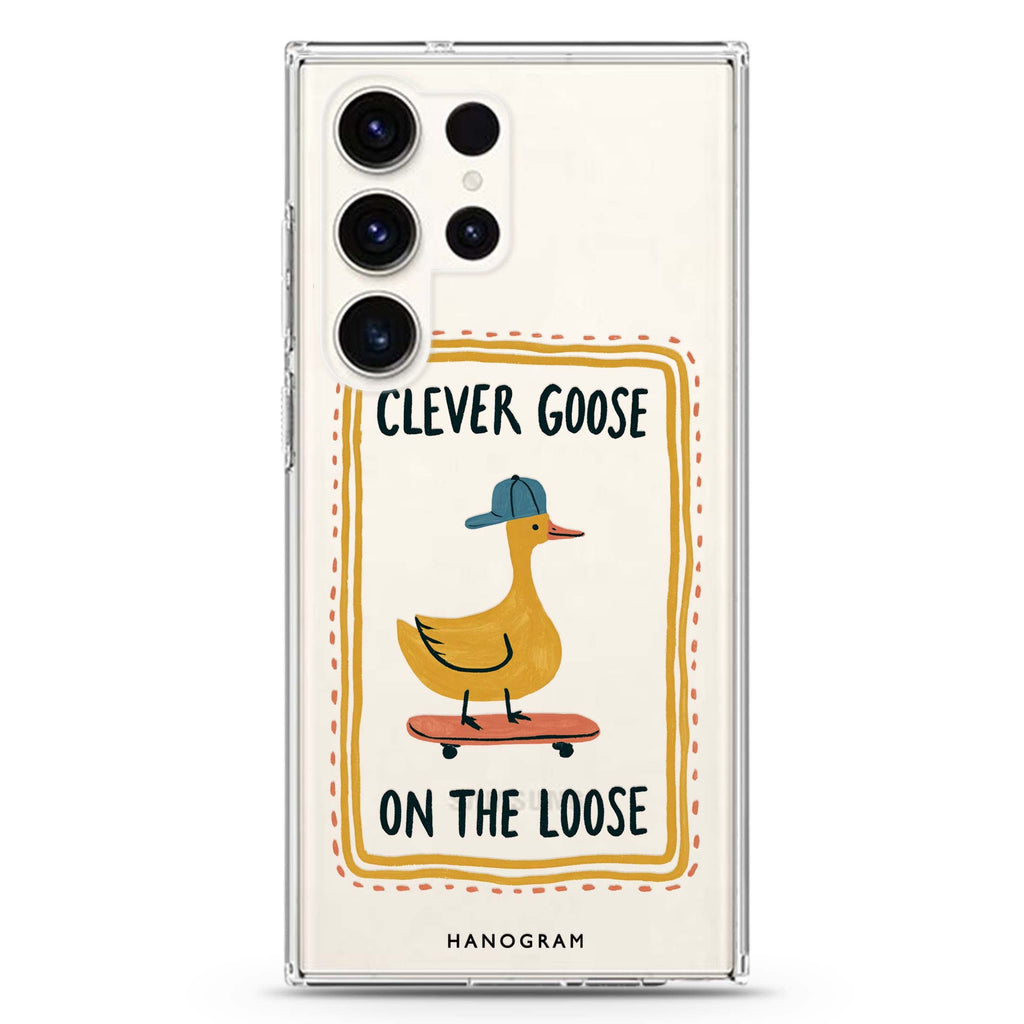 Goose on the Roll Samsung Galaxy Ultra Clear Case — front view