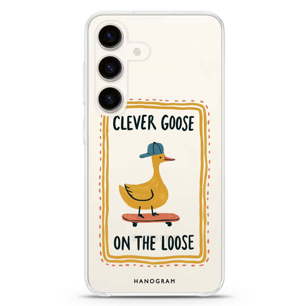 Goose on the Roll Samsung Galaxy Ultra Clear Case — front view