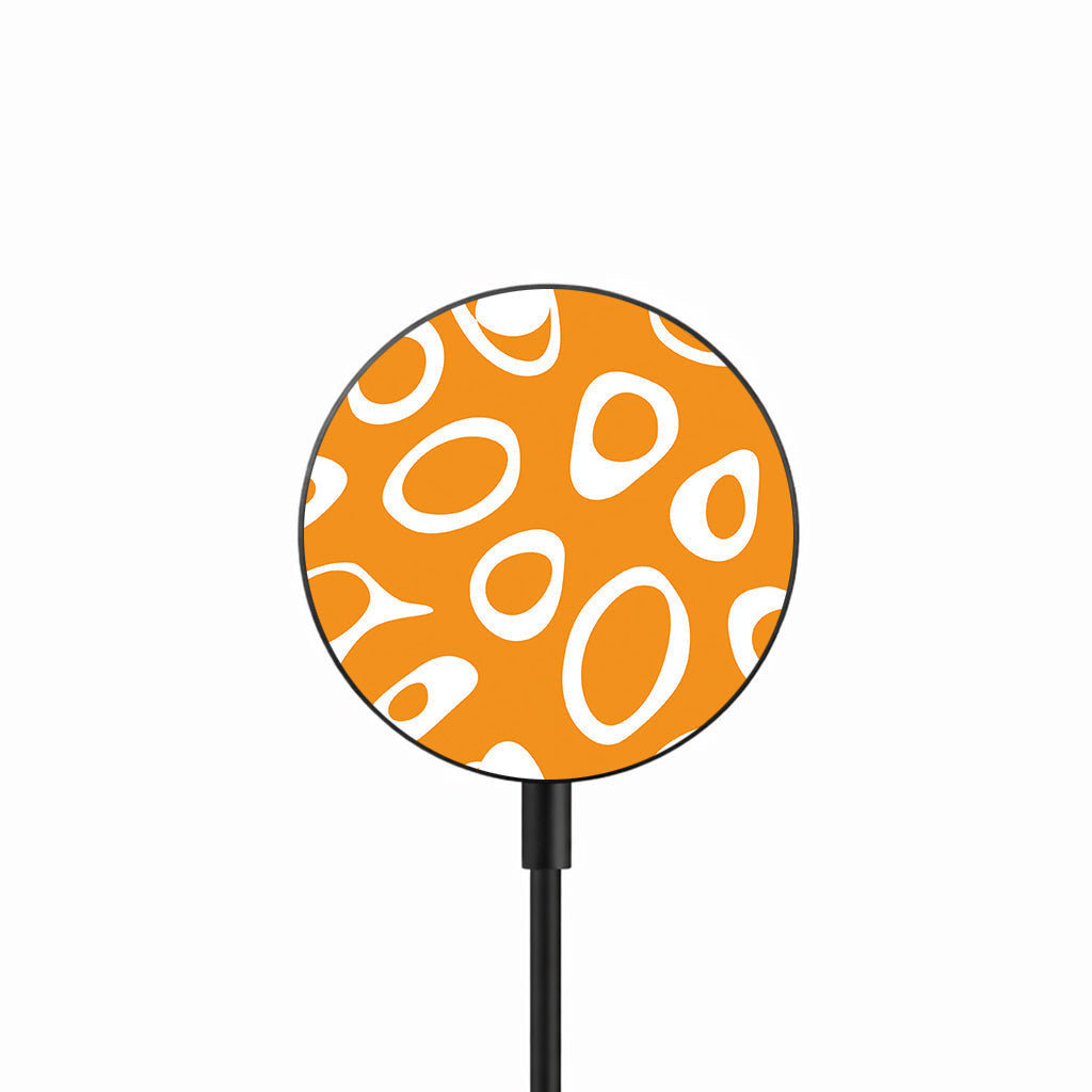 Abstract Orange Loops 25W Qi2.2 magnetic wireless charger front view
