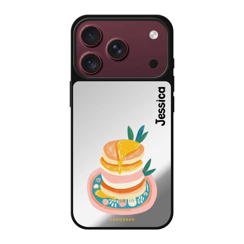 Blush Pancake Stack personalized name pink romantic iPhone 18 Pro Max mirror case