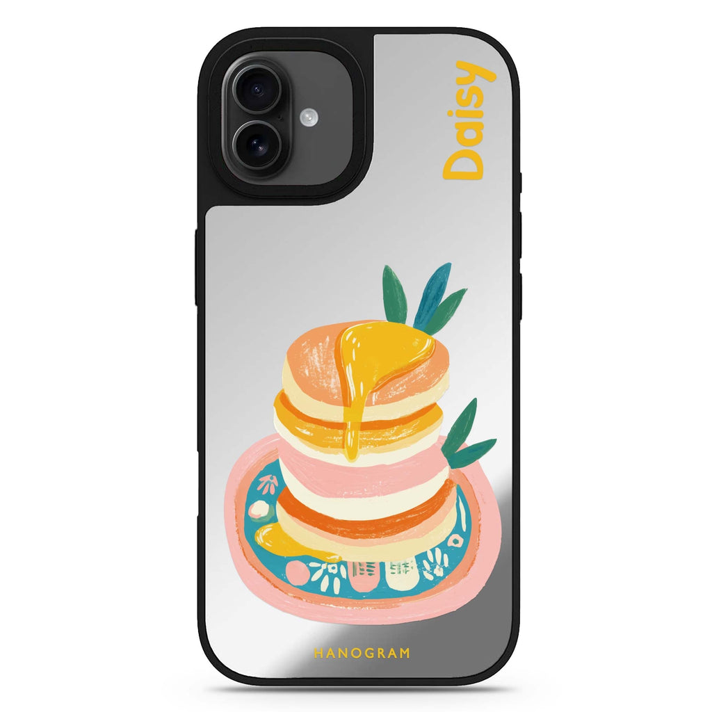 Blush Pancake Stack personalized name blush pink design iPhone 17 mirror case