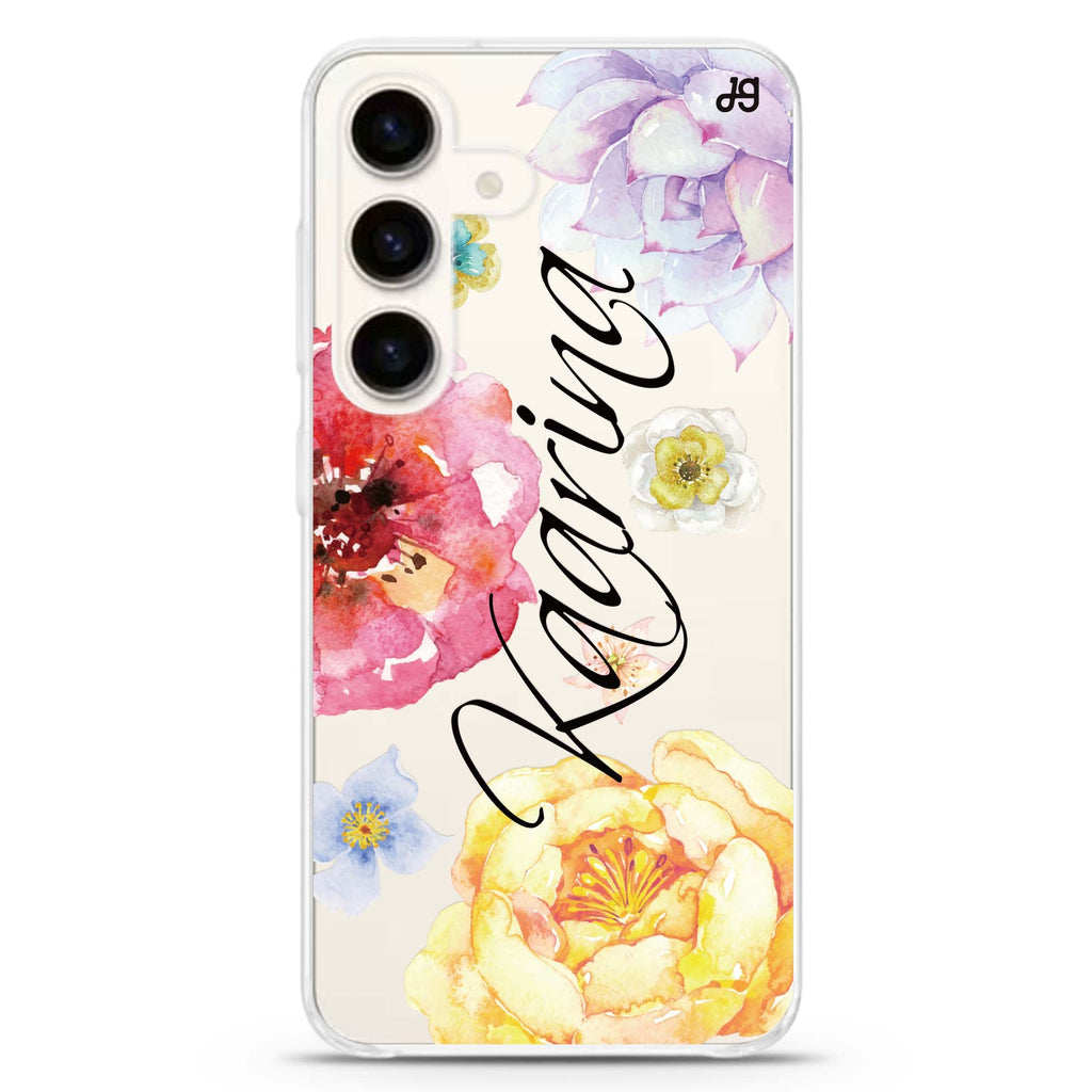 Colorful Watercolor Flowers Samsung Galaxy Ultra Clear Case
