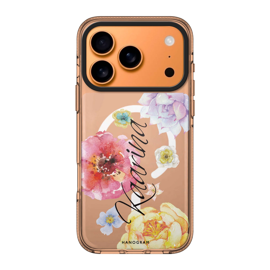Colorful Watercolor Flowers personalized name multicolor flower floral watercolor iPhone 17 Pro Max ultra clear case