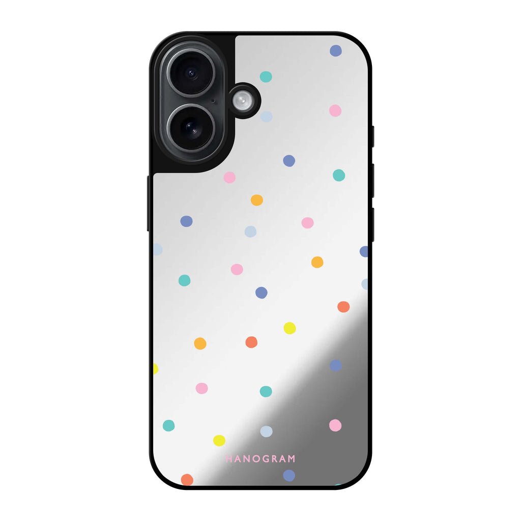 Reflective iPhone 16 Mirror Case –Colourful Dot Pattern Design