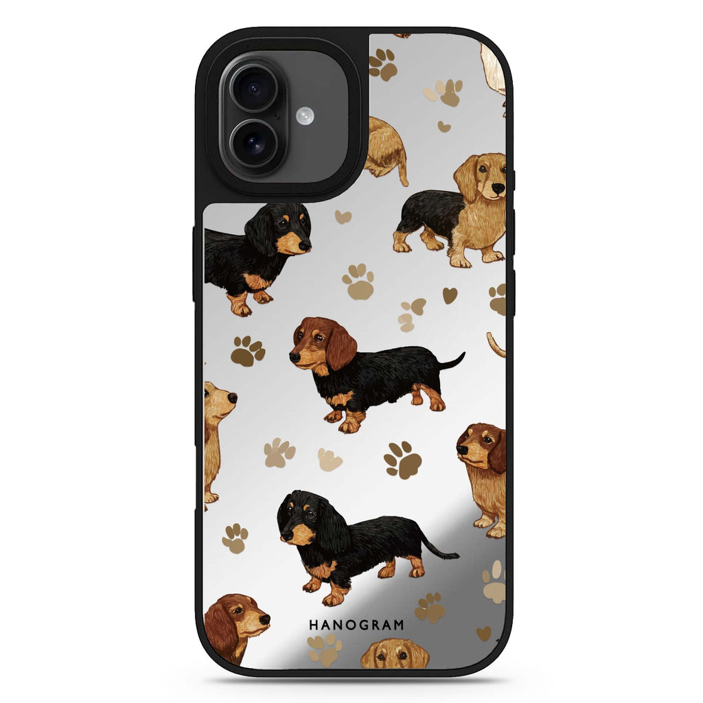 Pawprints of Love heart design iPhone 17 mirror case