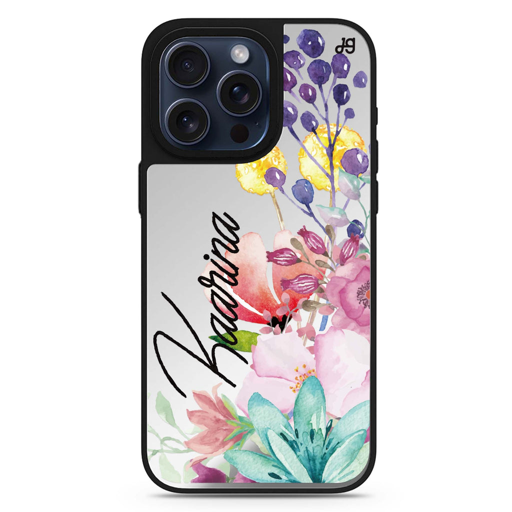 Precious Garden Florals personalized name MagSafe mirror case for iPhone 16/15/14 Pro Max and Pro, main view