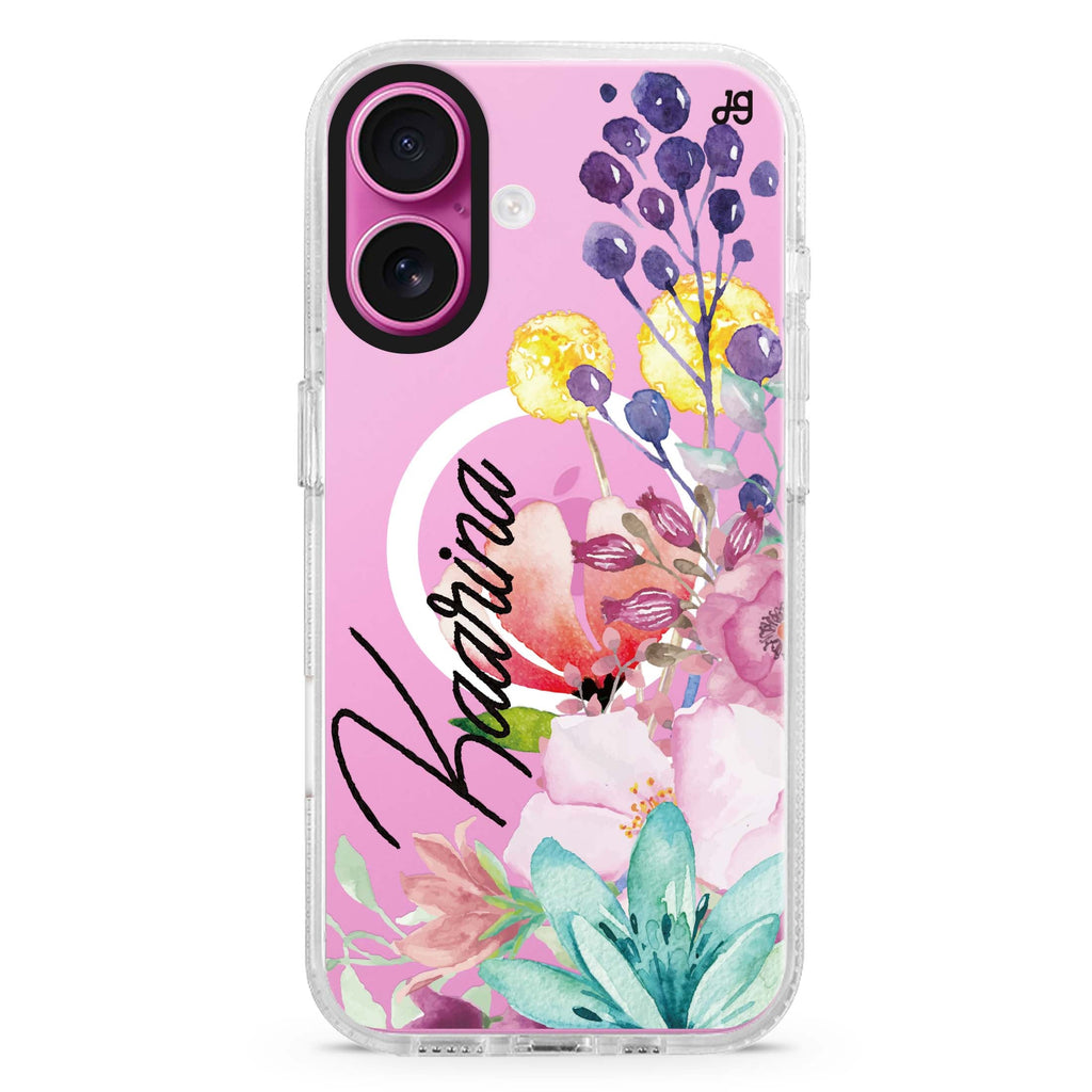 Precious Garden Florals MagSafe Compatible iPhone 16 Ultra Clear Case - Personalized and Stylish Protection