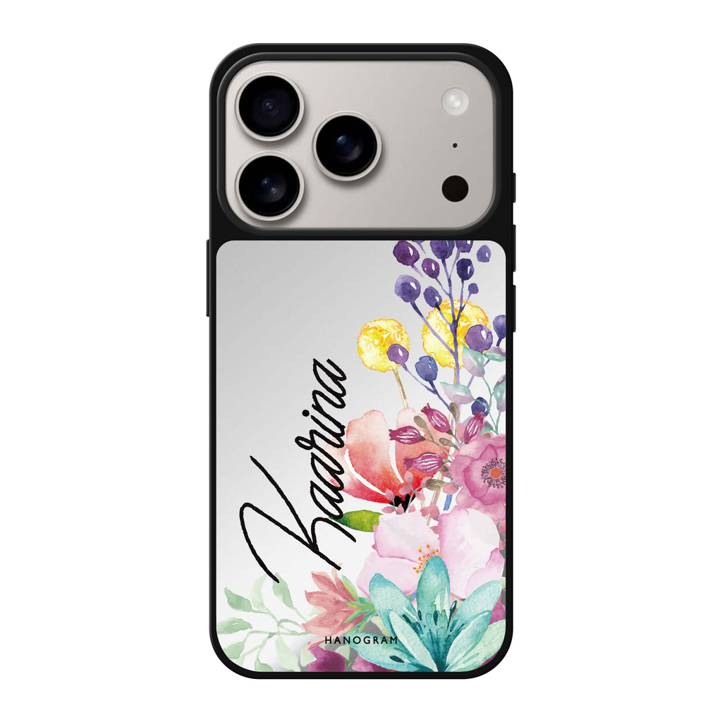 Precious Garden Florals personalized name spring flower floral nature iPhone 17 Pro Max mirror case