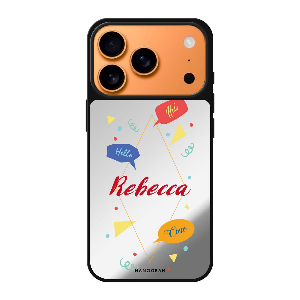 Communicate Fun personalized name playful iPhone 17 Pro Max mirror case