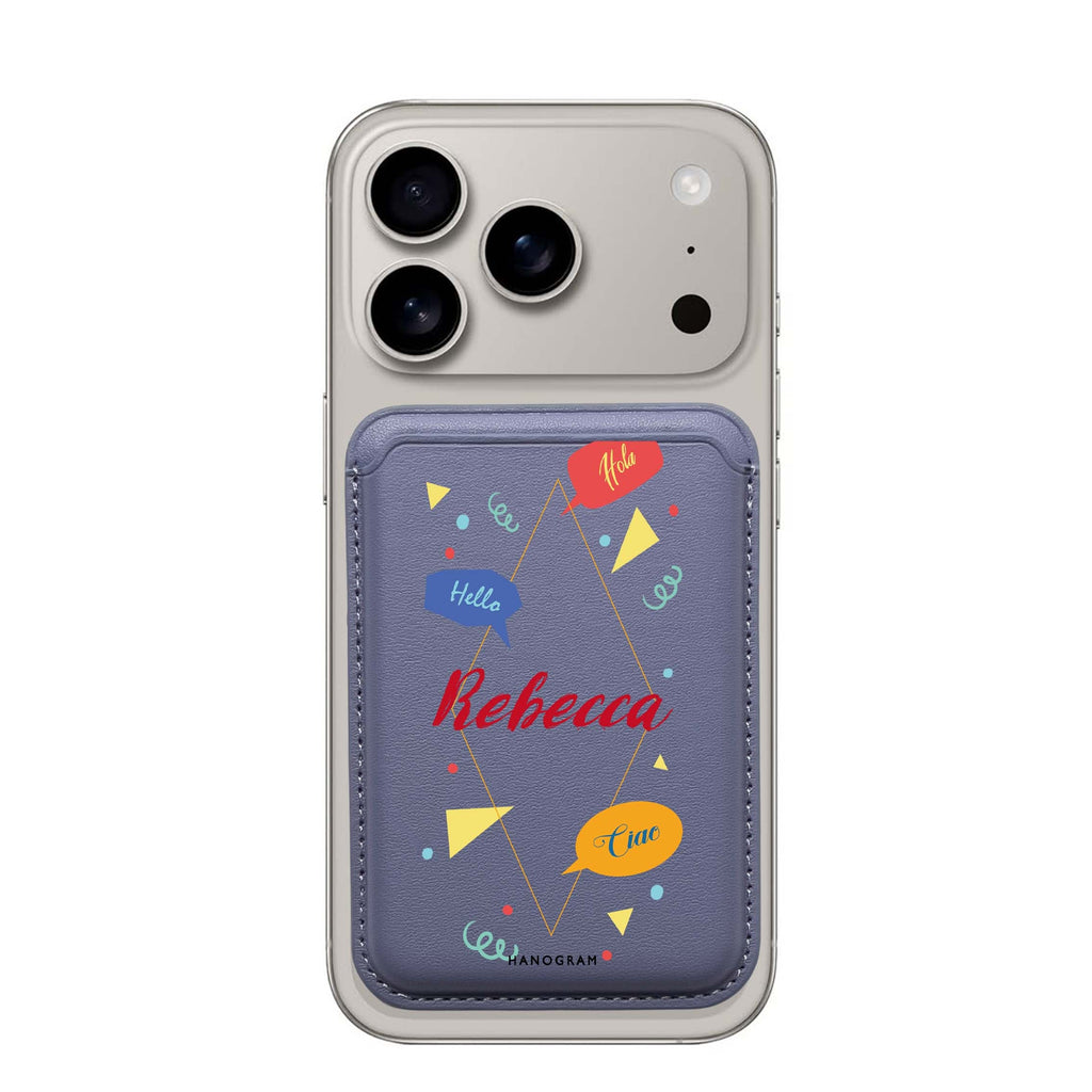 Communicate Fun custom name MagSafe wallet for iPhone, personalized magnetic card holder, main view
