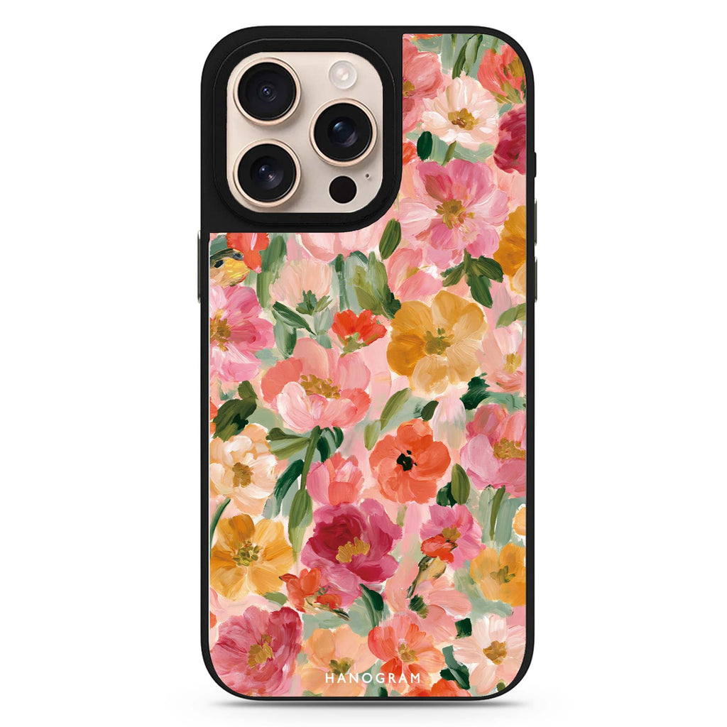 Peach Petal Impasto iPhone Mirror Case – design view 1