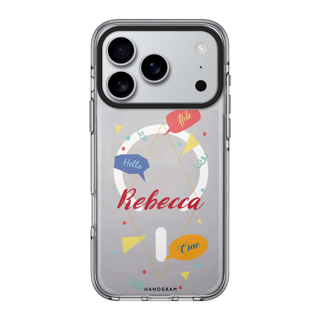 Communicate Fun personalized name graphic playful iPhone 17 Pro Max ultra clear case