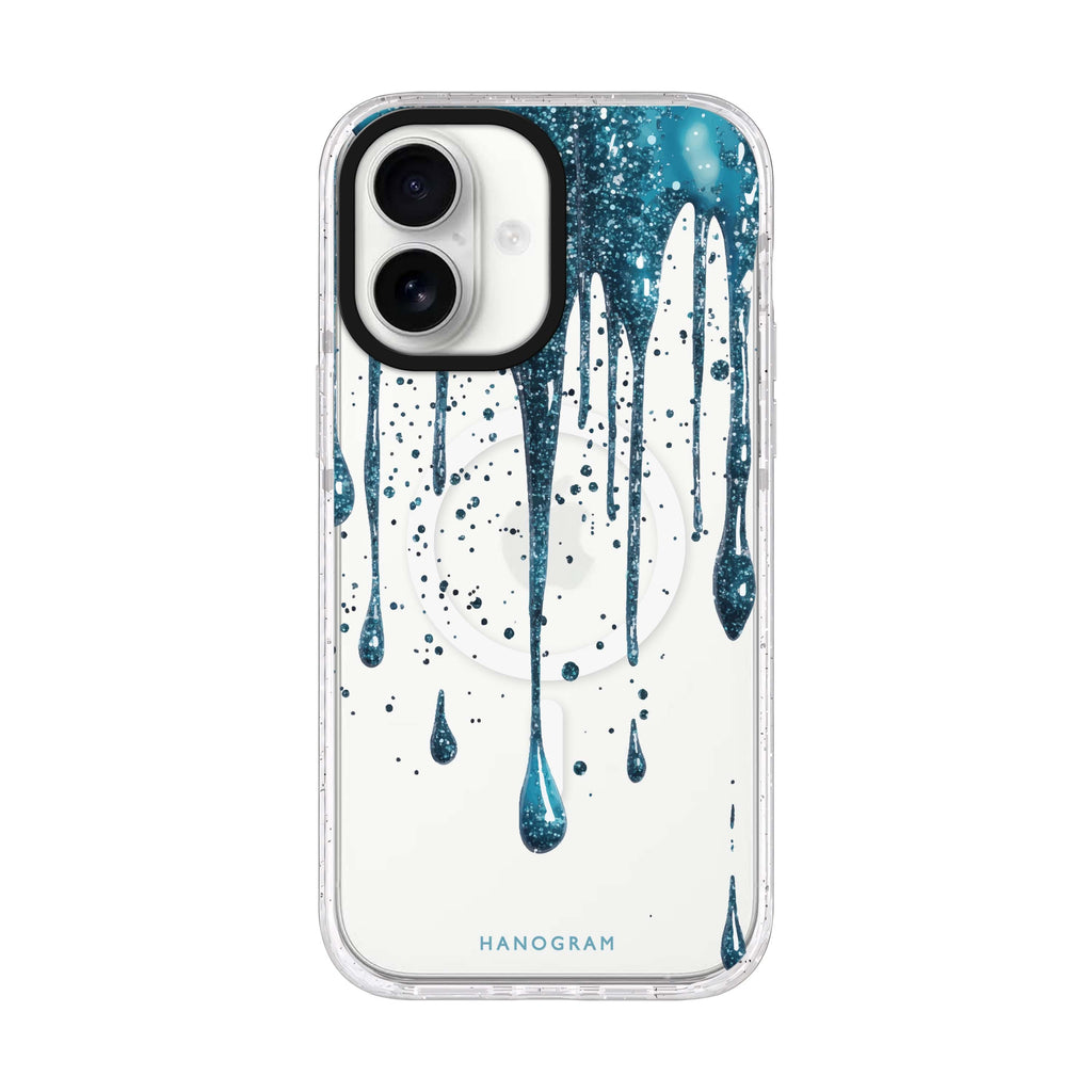 Aqua Shimmer iPhone 17 ultra clear MagSafe case, front product view