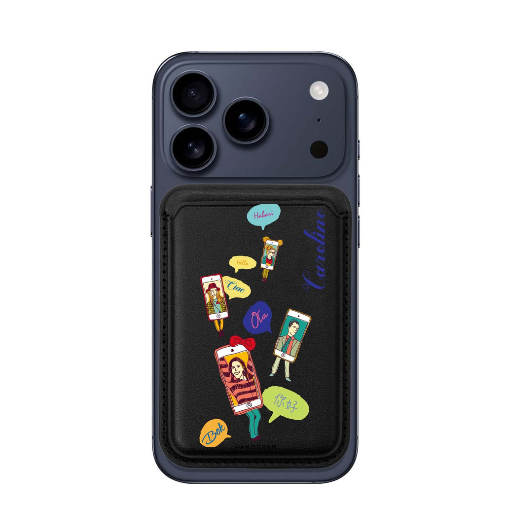 Phone Call custom name MagSafe wallet for iPhone, personalized magnetic card holder, main view