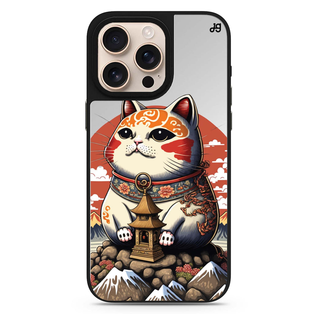 Cat with Fuji Mountain cat design iPhone 16/15/14 Pro Max & Pro mirror case