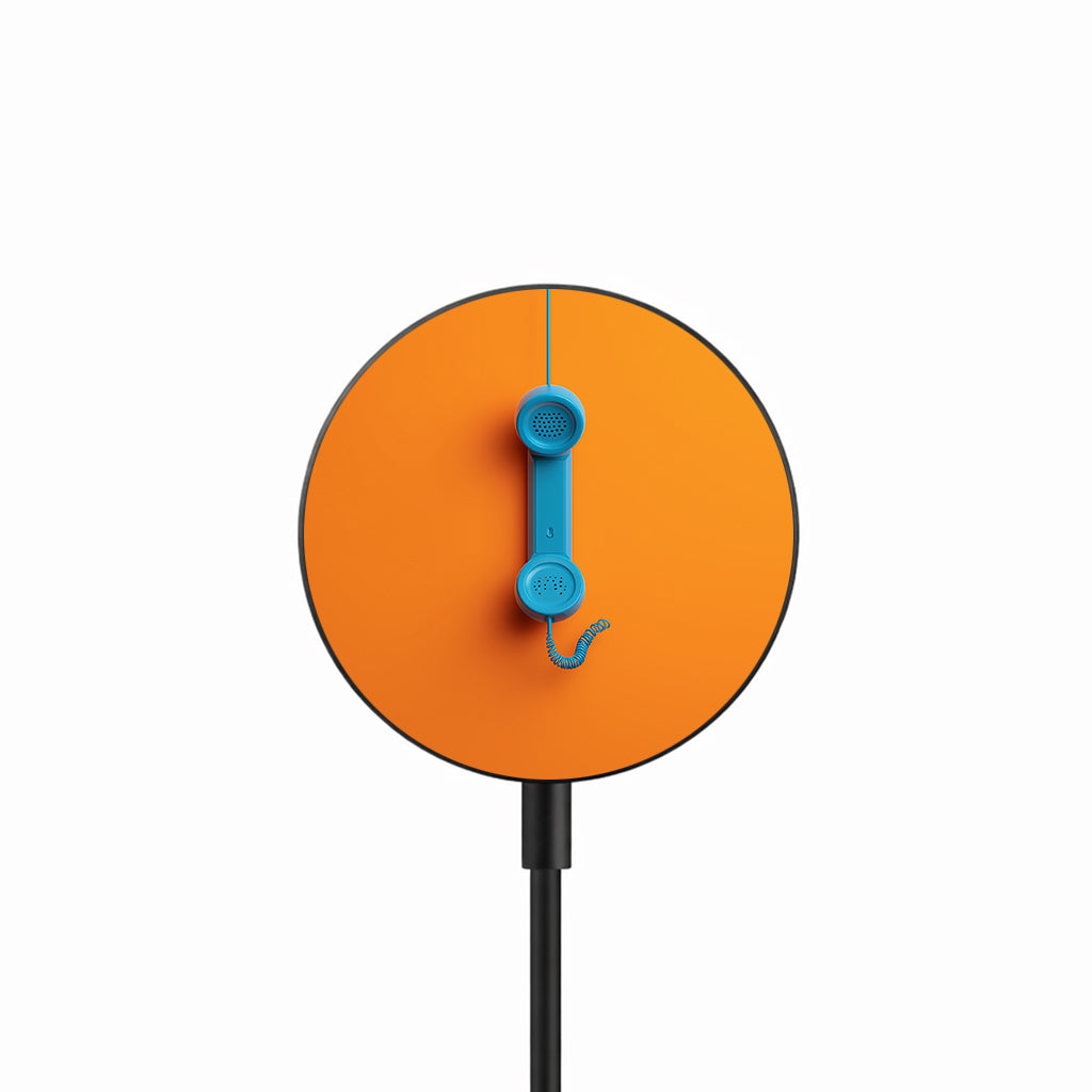 Retro Blue Phone 25W Qi2.2 magnetic wireless charger front view
