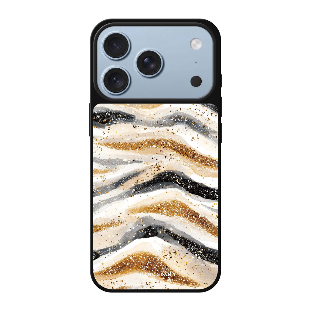 Golden Stripes gold pattern iPhone 18 Pro Max mirror case