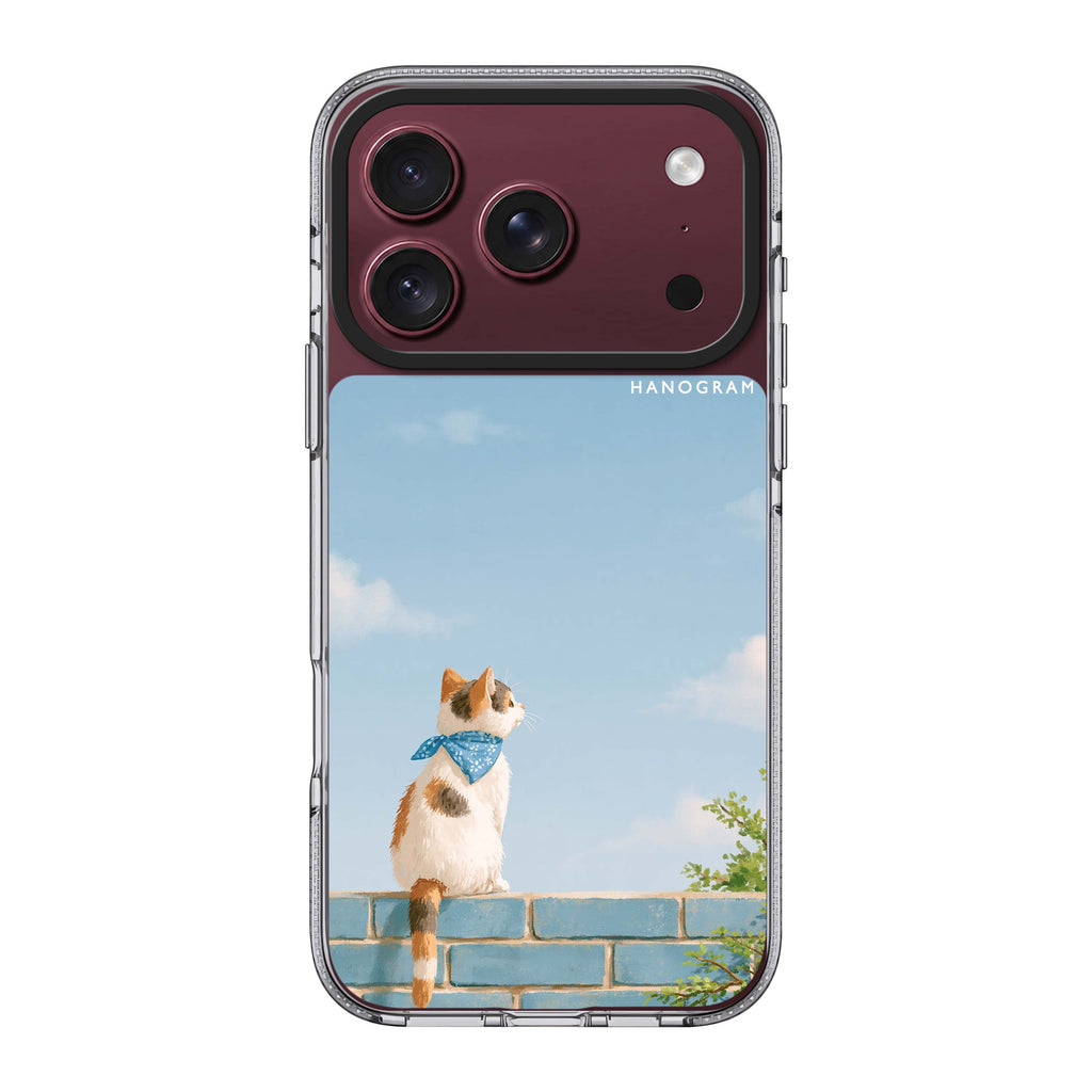 Blue Sky Bandana Cat iPhone 18 Pro Max Ultra Clear Case - Image 1