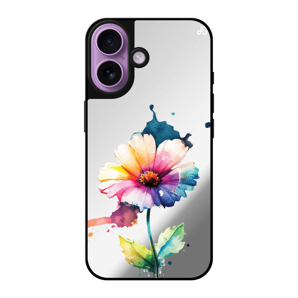 Reflective iPhone 16 Mirror Case –A Beautiful Flower Design