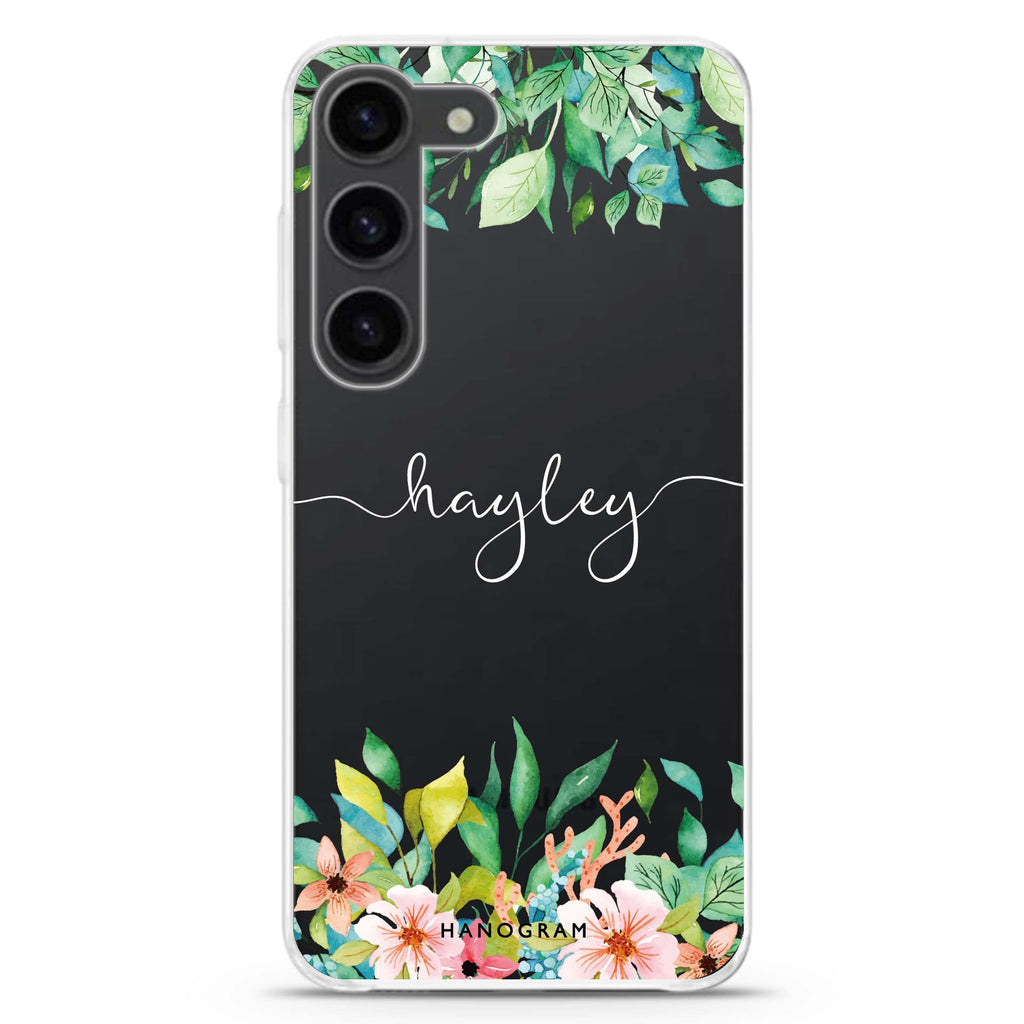 Floral Imagination personalized ultra-clear case for Samsung Galaxy S23/S22, front view