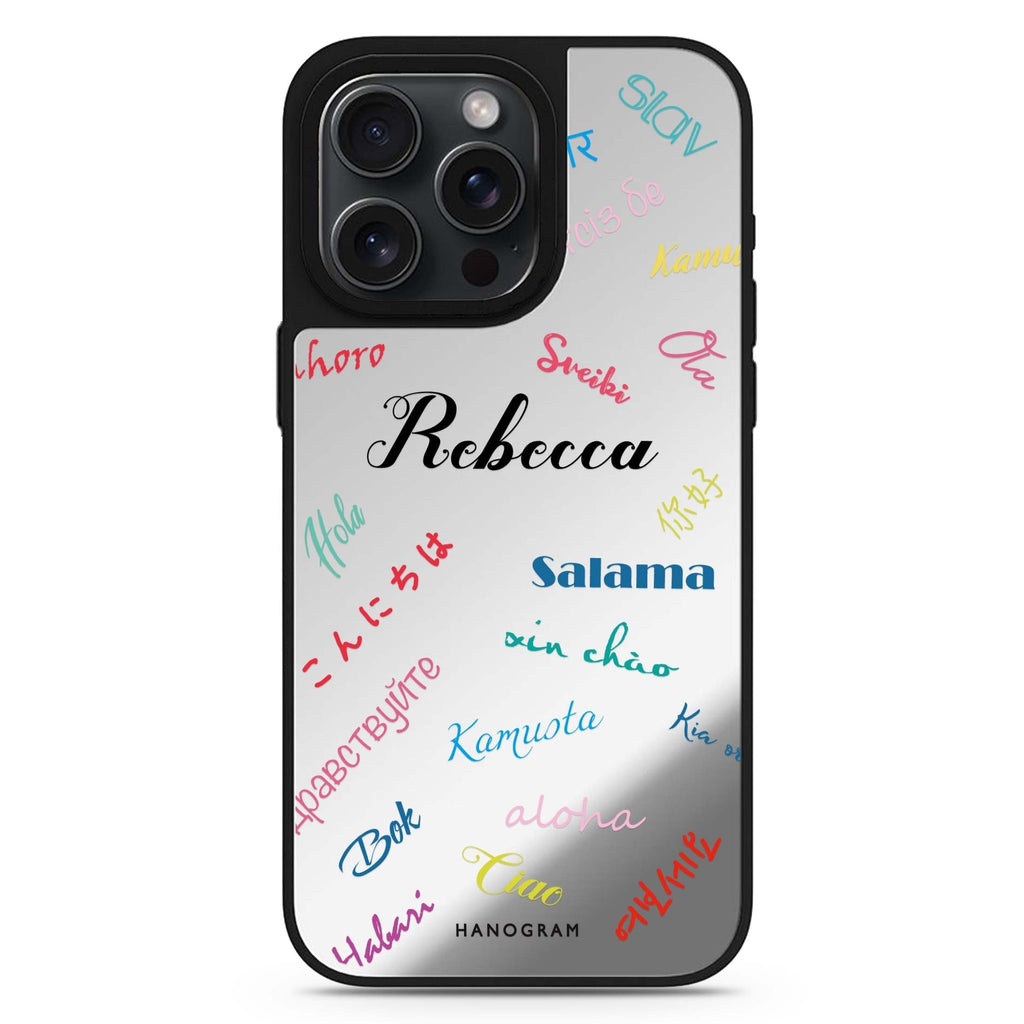 Hello Wrold personalized name MagSafe mirror case for iPhone 16/15/14 Pro Max and Pro, main view