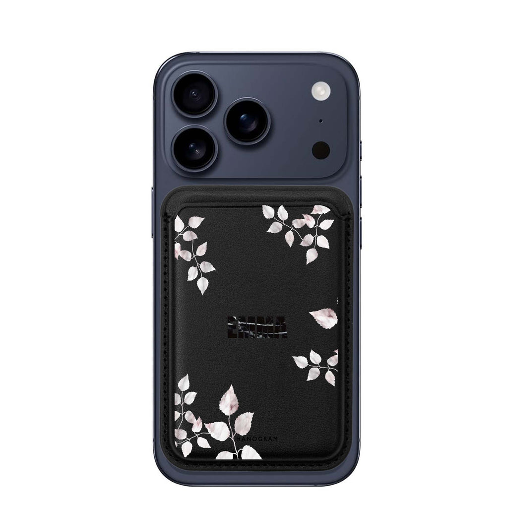 Life Simple Floral custom name MagSafe wallet for iPhone, personalized magnetic card holder, main view
