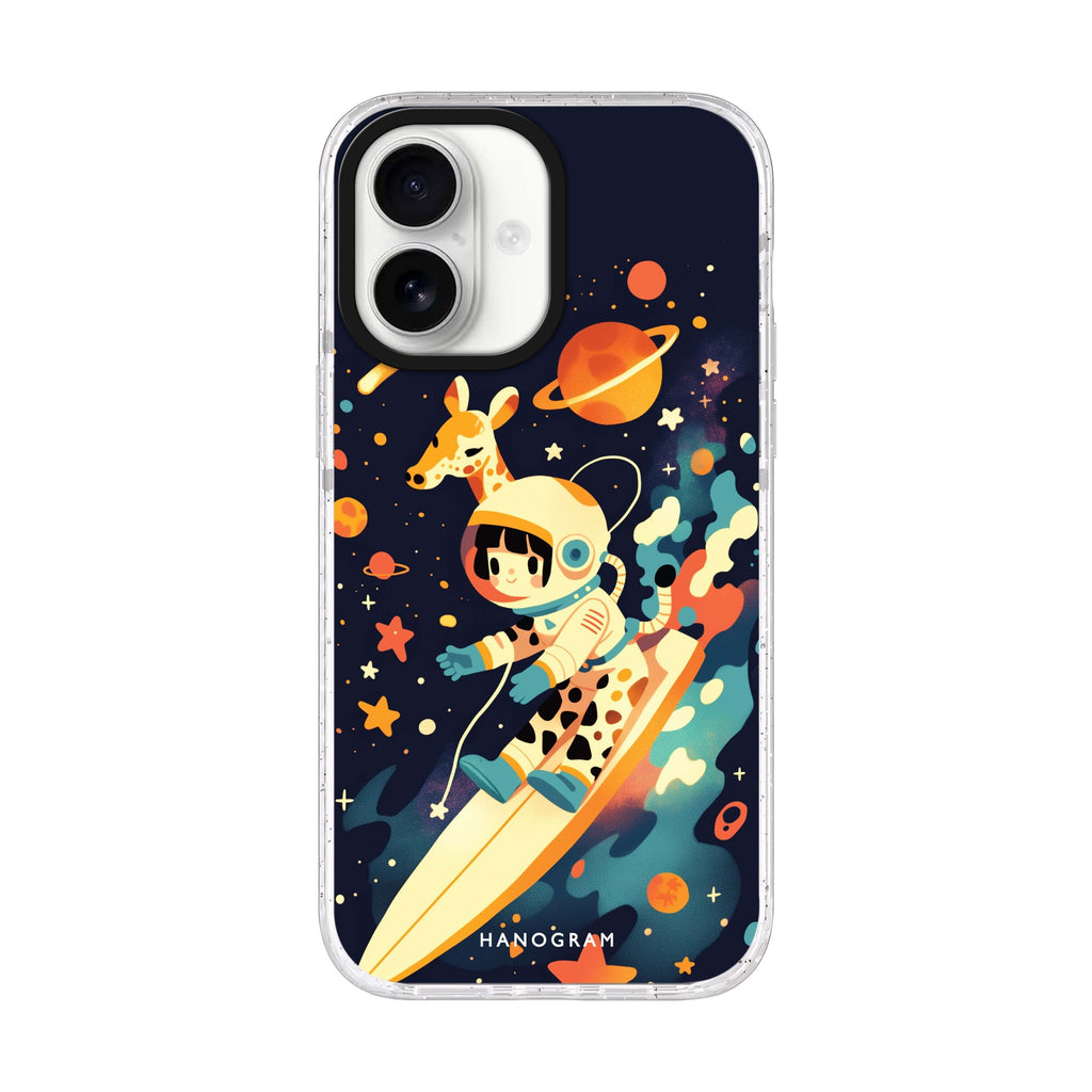 Space Giraffe iPhone 17 ultra clear MagSafe case, front product view