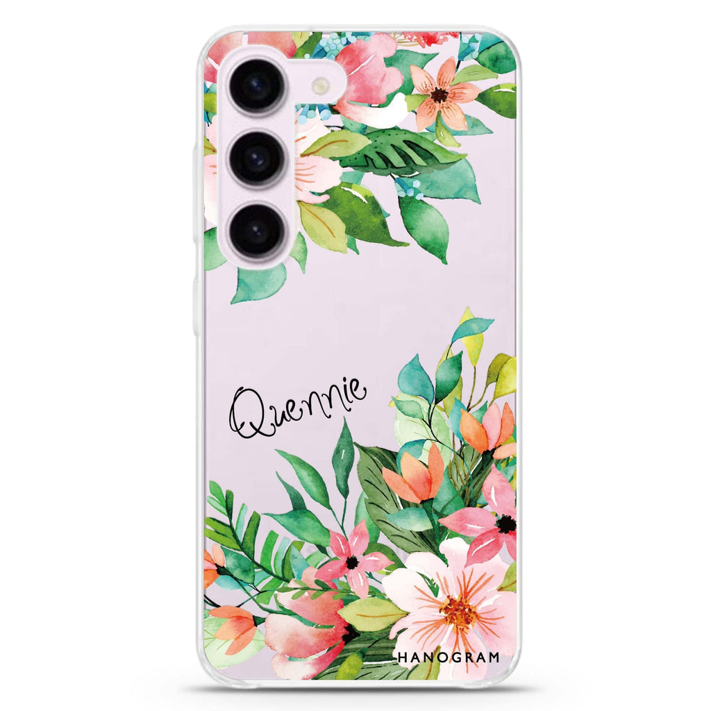 Flower Inspiration personalized ultra-clear case for Samsung Galaxy S23/S22, front view