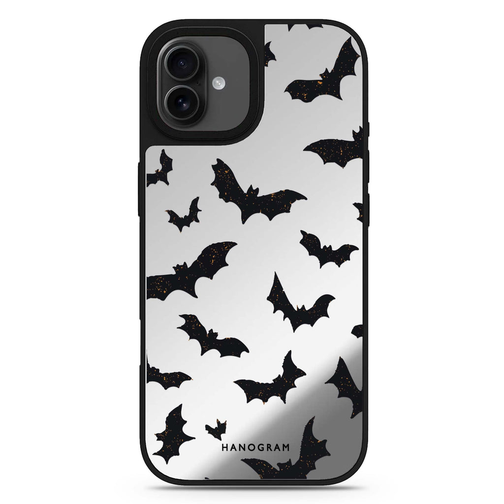 Midnight Bat Swarm halloween design iPhone 17 mirror case