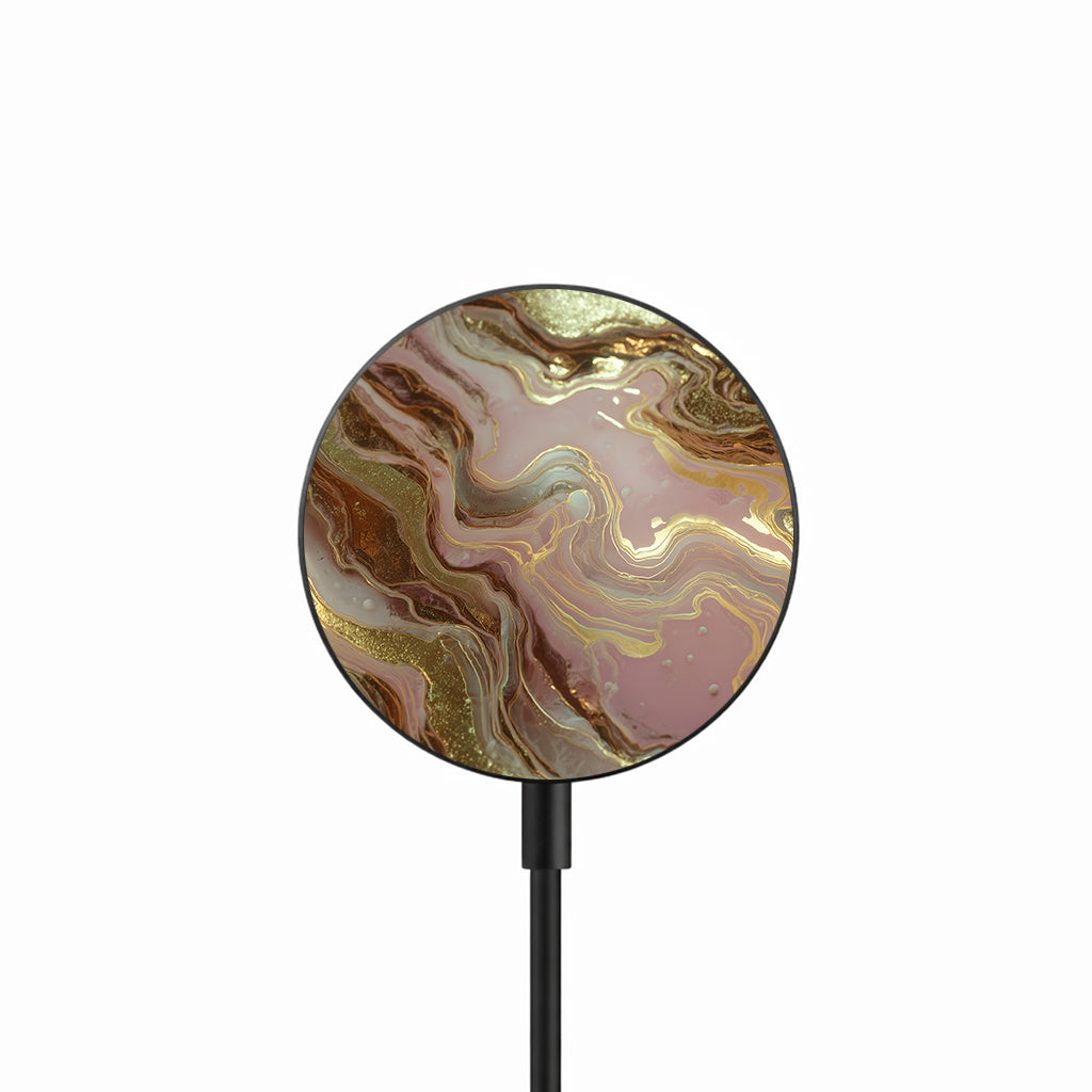 Rose Gold Marble 25W Qi2.2 magnetic wireless charger front view