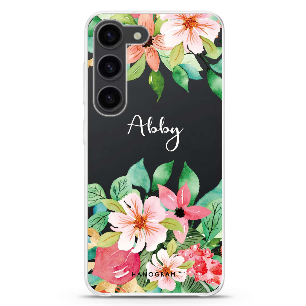 Floral Life personalized ultra-clear case for Samsung Galaxy S23/S22, front view