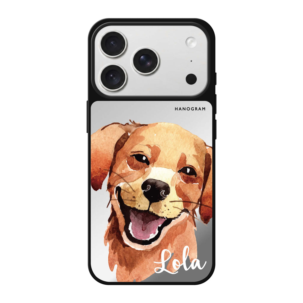 Golden Retriever personalized name gold dog animal iPhone 18 Pro Max mirror case