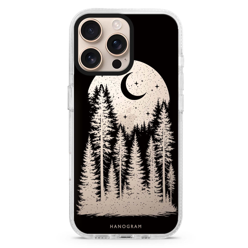 The Moonlit Pine Arch iPhone 16 Pro Max Ultra Clear Case - front view