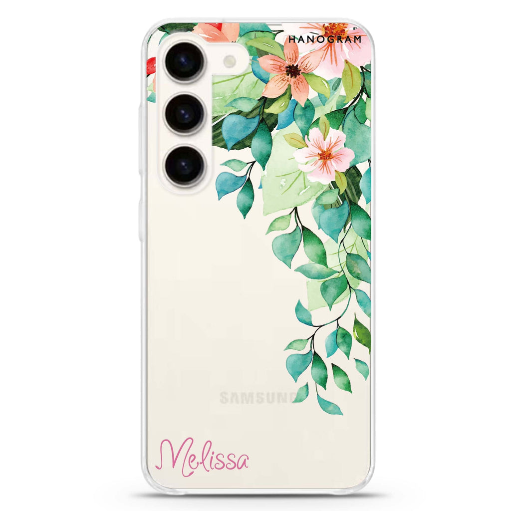Secret Flower personalized ultra-clear case for Samsung Galaxy S23/S22, front view