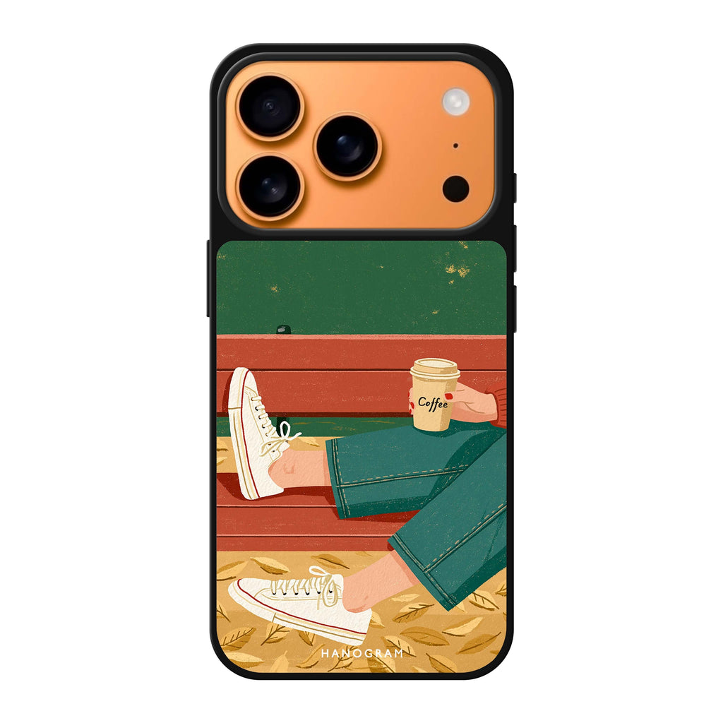 Coffee on the Autumn Bench iPhone 17 Pro Max Mirror Case - design view 1