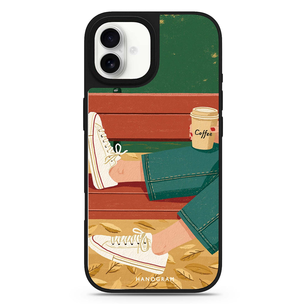 Coffee on the Autumn Bench iPhone 17 Mirror Case - View 1