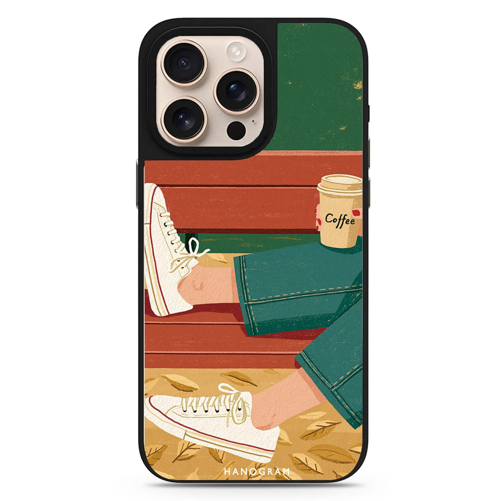Coffee on the Autumn Bench iPhone Mirror Case – design view 1