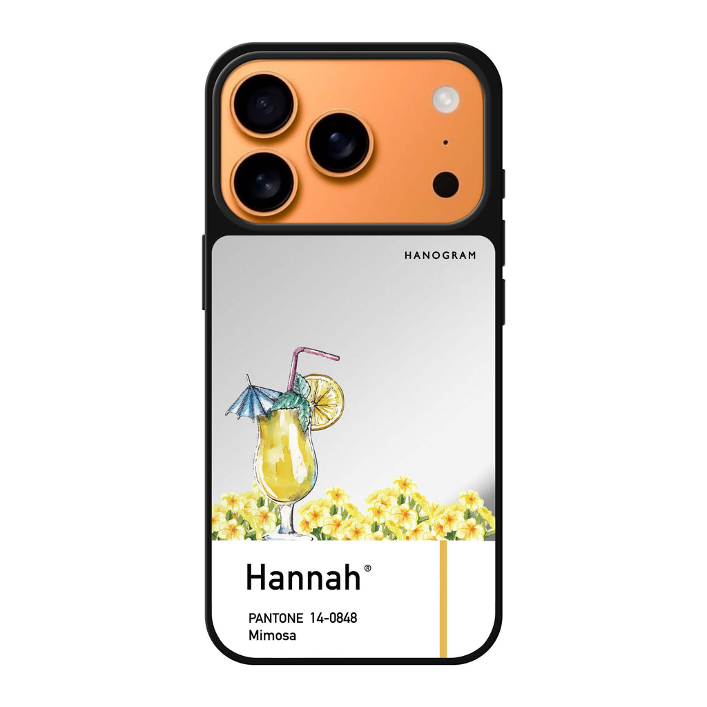 Mimosa I personalized name yellow flower floral iPhone 17 Pro Max mirror case