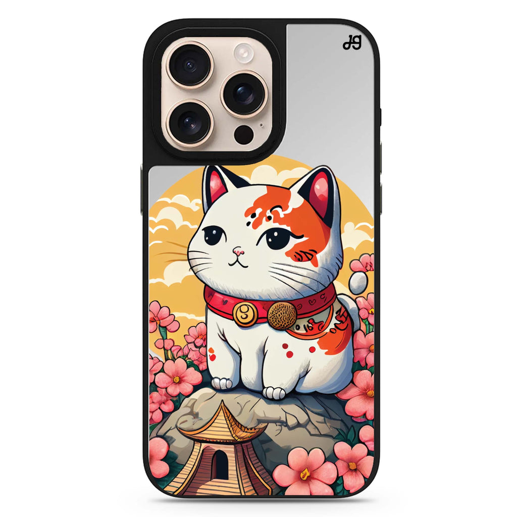 Cat & Flowers cat design iPhone 16/15/14 Pro Max & Pro mirror case