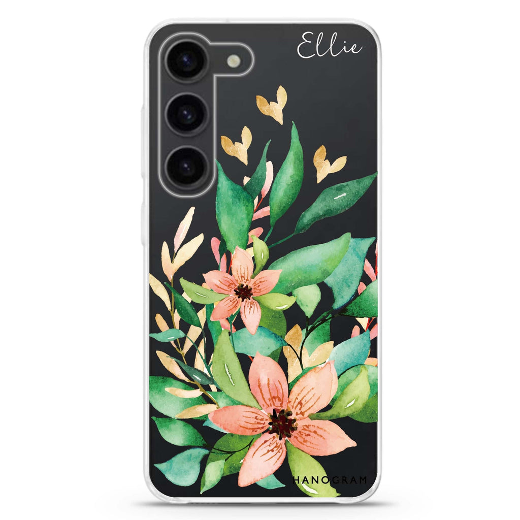Floral Bloom personalized ultra-clear case for Samsung Galaxy S23/S22, front view