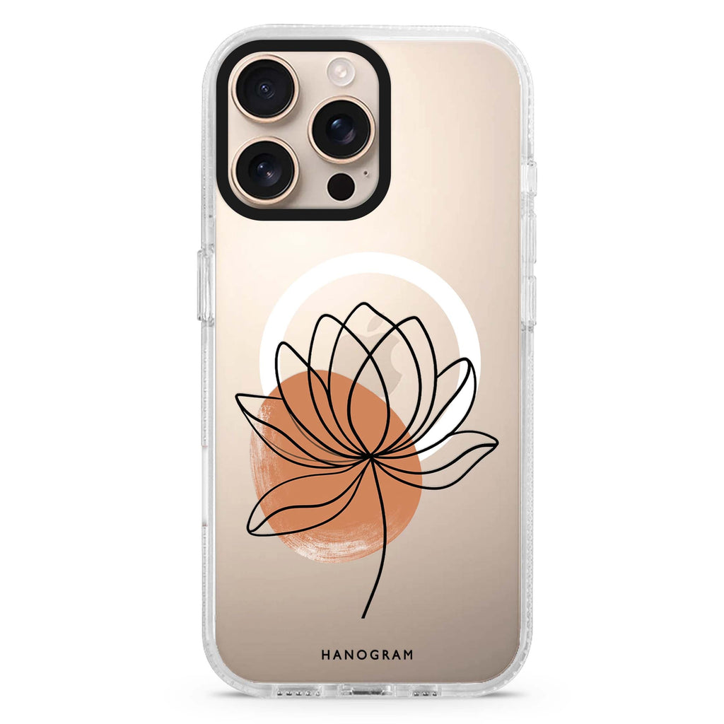 Terracotta Lotus Line MagSafe Compatible Ultra Clear Case for iPhone 16 Pro Max - main view