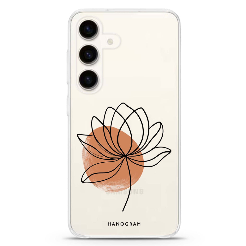 Terracotta Lotus Line Samsung Galaxy Ultra Clear Case — front view