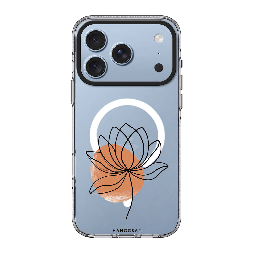 Terracotta Lotus Line iPhone 18 Pro Max Ultra Clear Case - Image 1