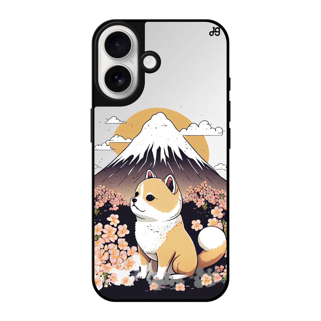 Reflective iPhone 16 Mirror Case –Shiba Inu & Japan Design