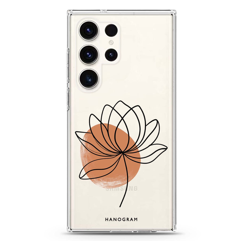 Terracotta Lotus Line Samsung Galaxy Ultra Clear Case — front view